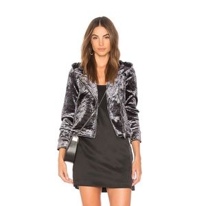 Black NYC Velvet Moto Jacket, M